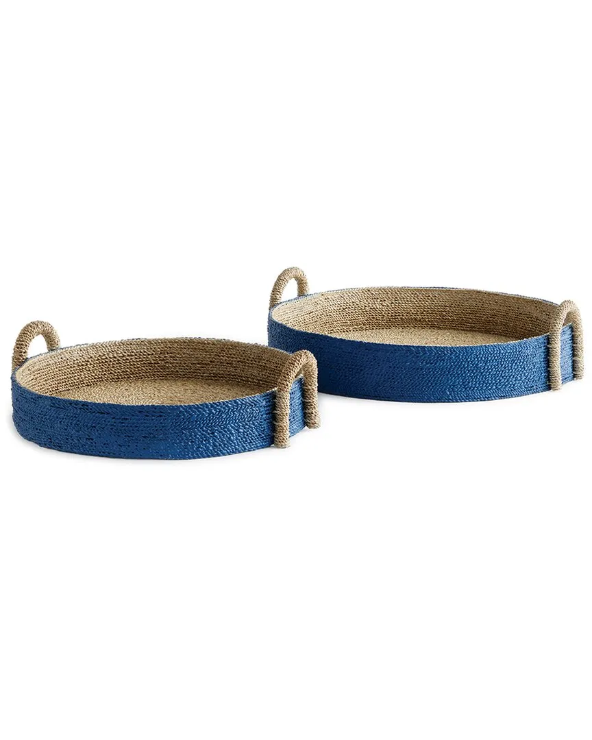 Tiana Set of 2 Round Baskets - Blue, Seagrass