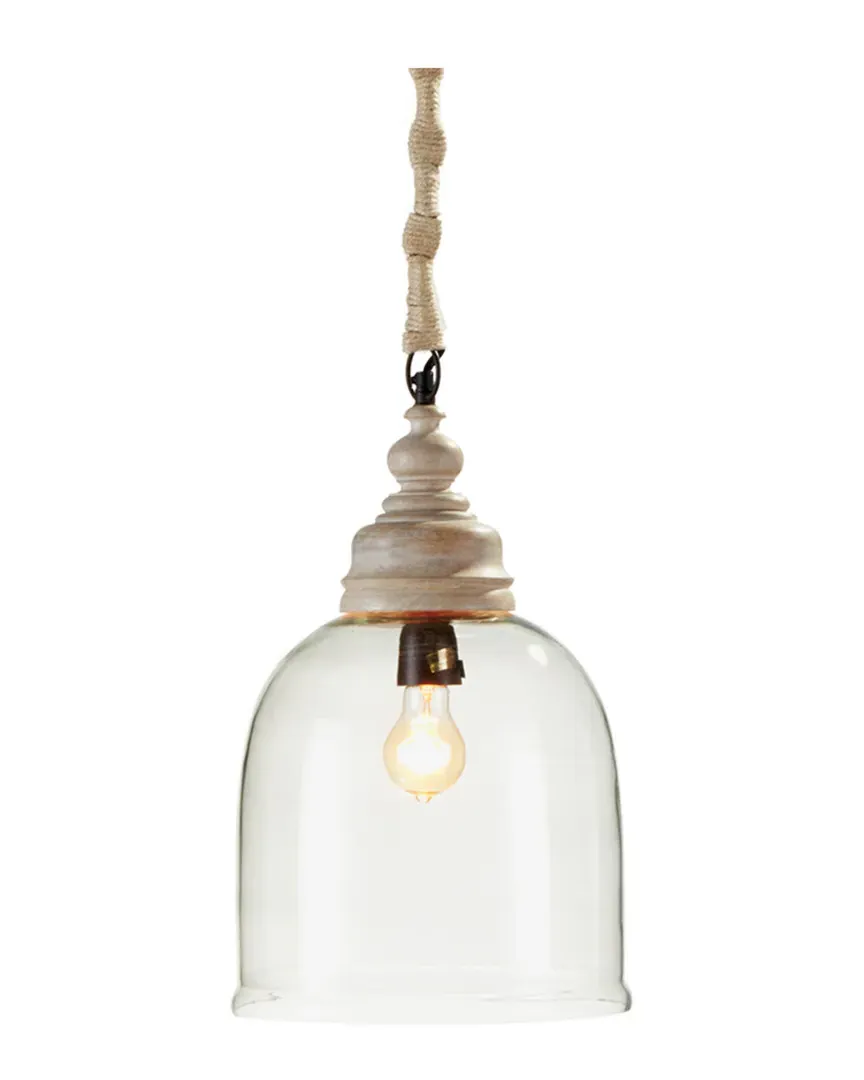 Vintner's 17in Cloche Pendant - Clear, Wood image