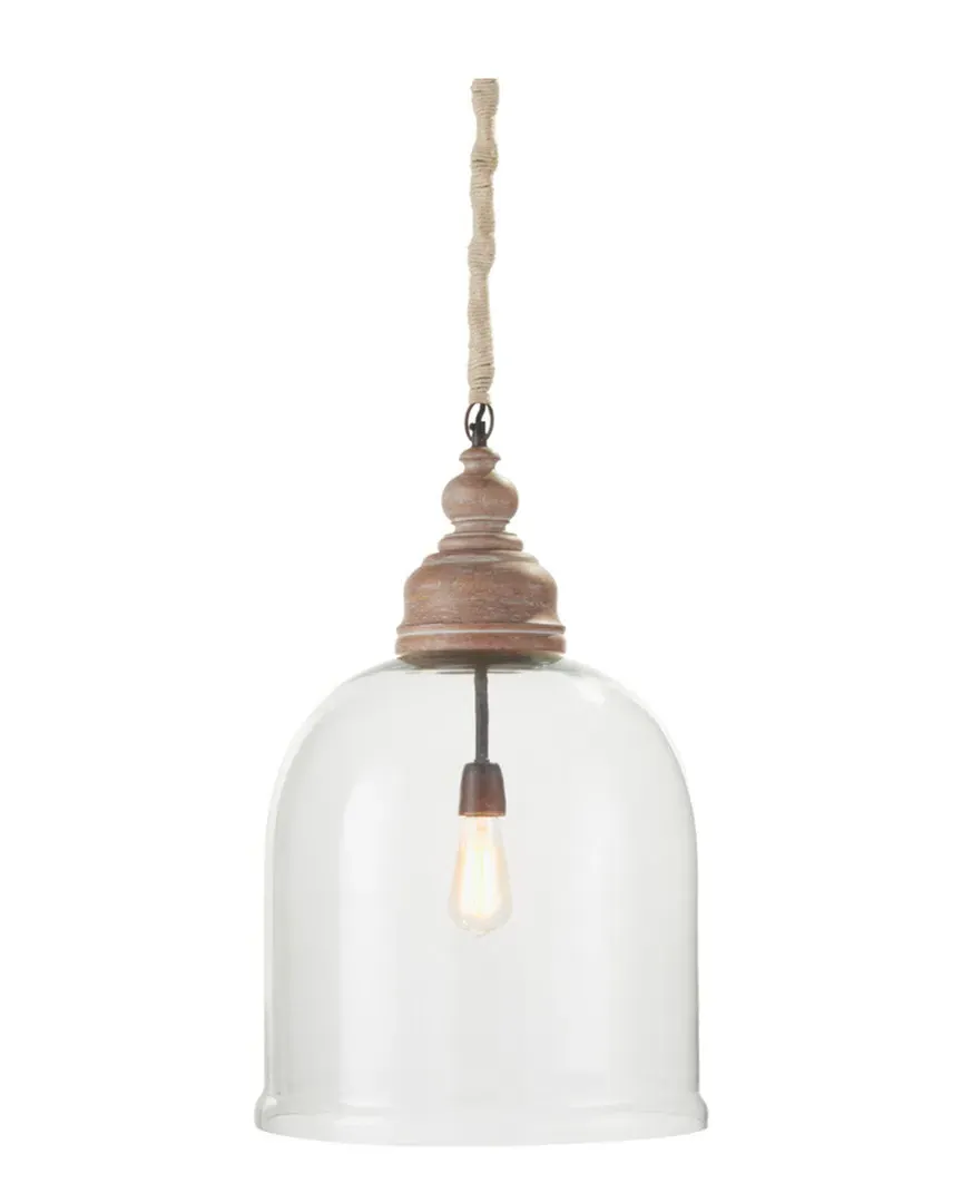 Vintner's 26in Cloche Pendant - Clear, Wood