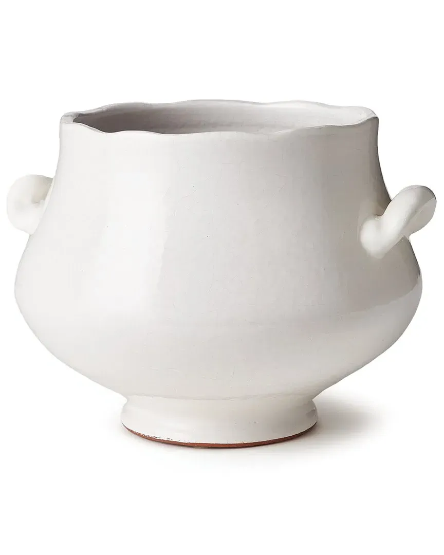 Wellon Large Footed Cachepot - White, Ceramic