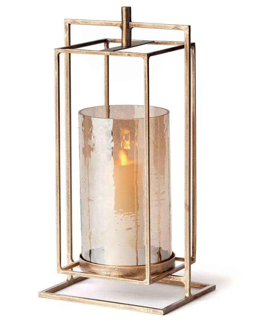Wesley Large Hurricane Lantern - Gold, Glass image