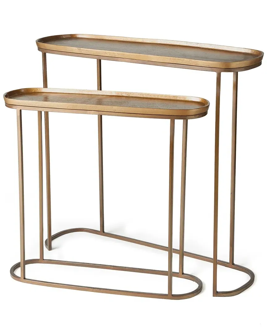 Ziva Set of 2 Console Tables - Brass, Iron