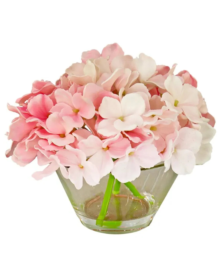 8In Hydrangea Bouquet in Glass Vase - Pink image