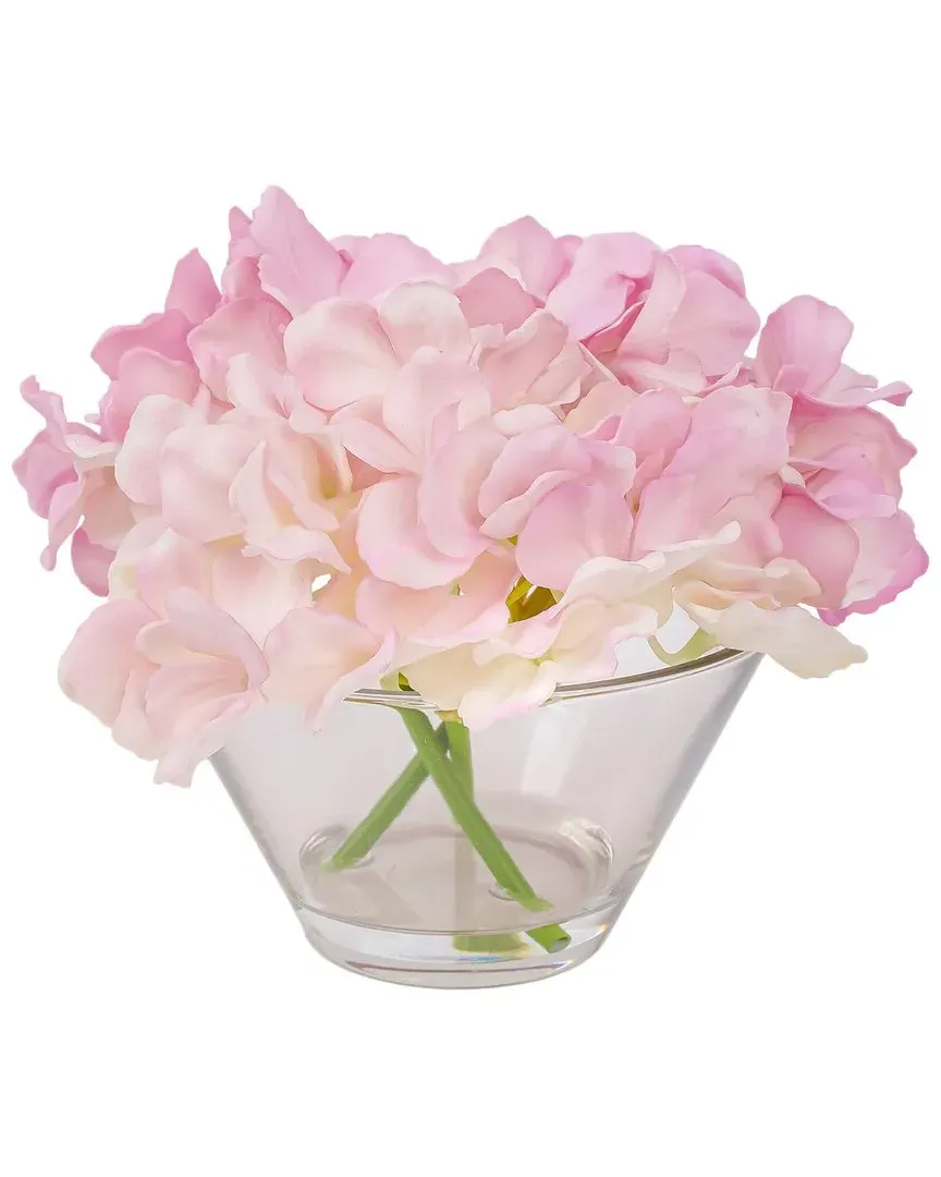 8In Mixed Hydrangea Bouquet in Glass Vase - Mauve