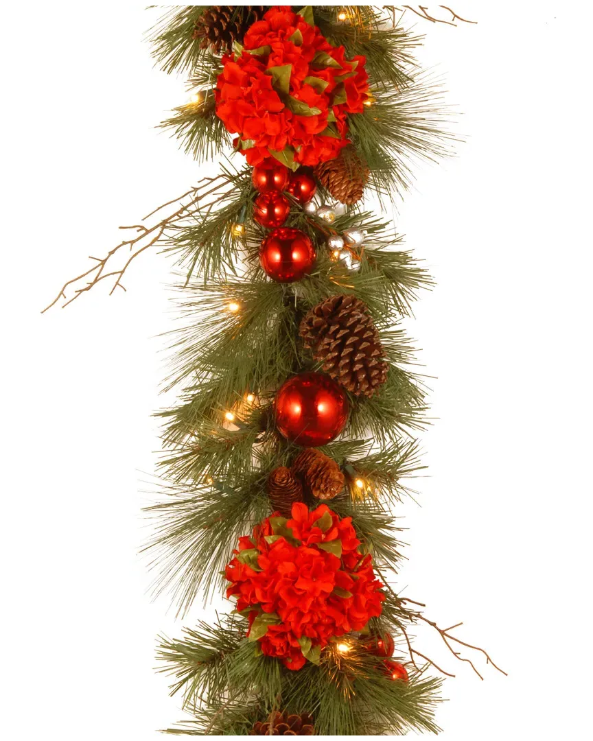 9ft Hydrangea Garland with LED Lights