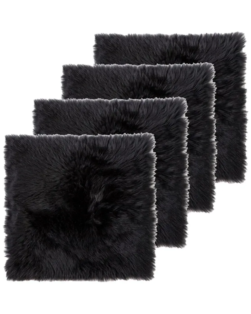 New Zealand Pack of 4 Chair Seat Pads - Black, Sheepskin image