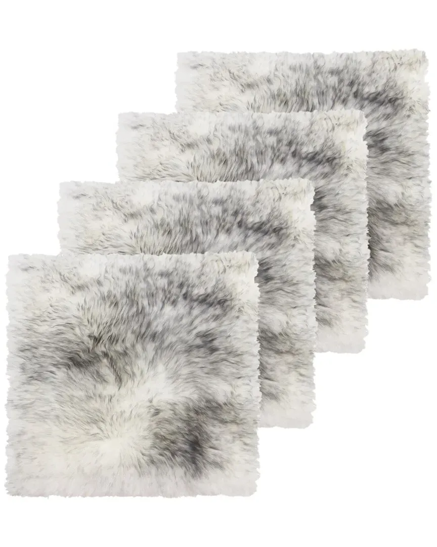New Zealand Pack of 4 Chair Seat Pads - Grey, Sheepskin