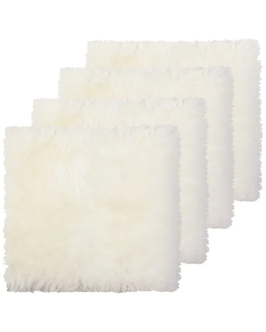 New Zealand Pack of 4 Chair Seat Pads - Natural, Sheepskin