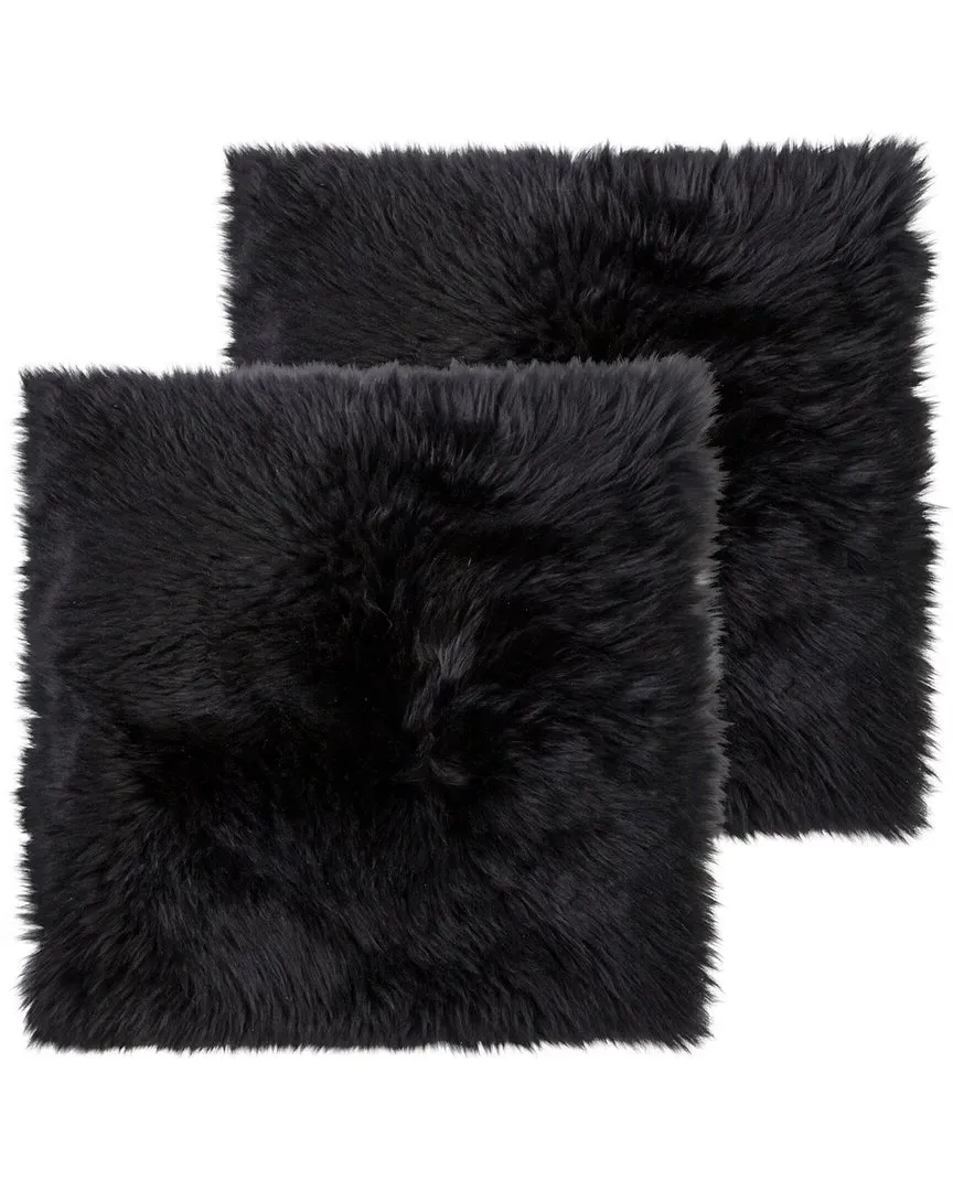 Pack of 2 New Zealand Sheepskin Chair Seat Pads - Black