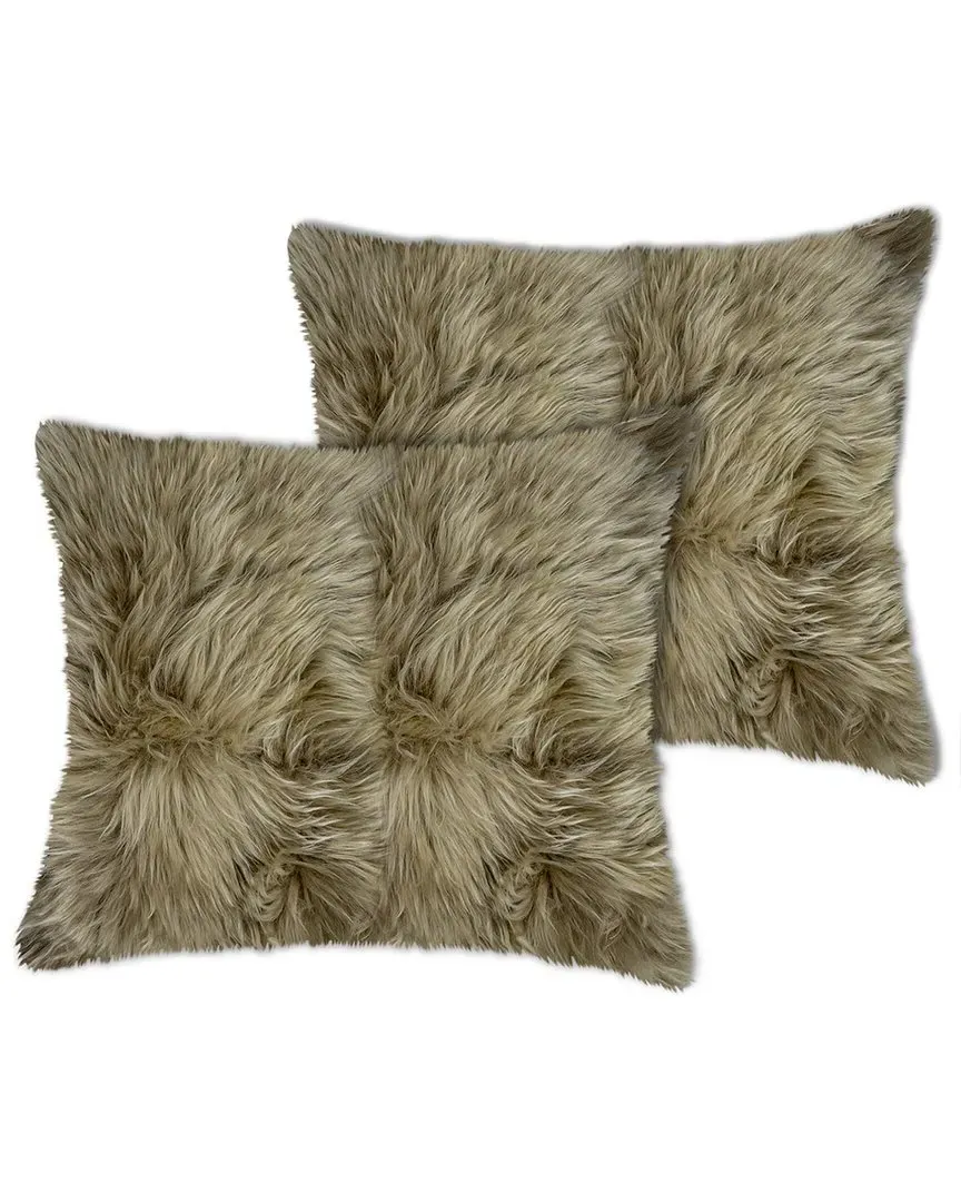 Pack of 2 New Zealand Sheepskin Pillows - Taupe