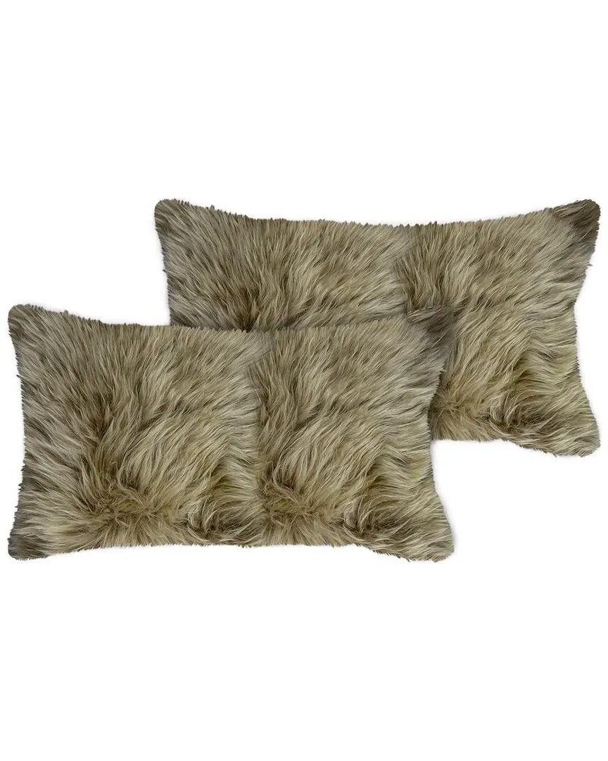 Pack of 2 New Zealand Sheepskin Pillows - Taupe