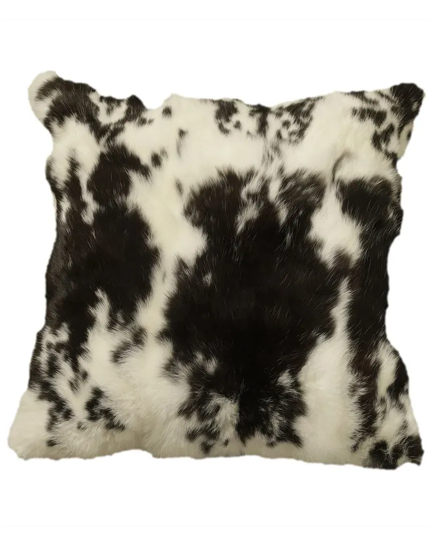 Rabbit Fur 18x18in Throw Pillow - Black, Rabbit Fur
