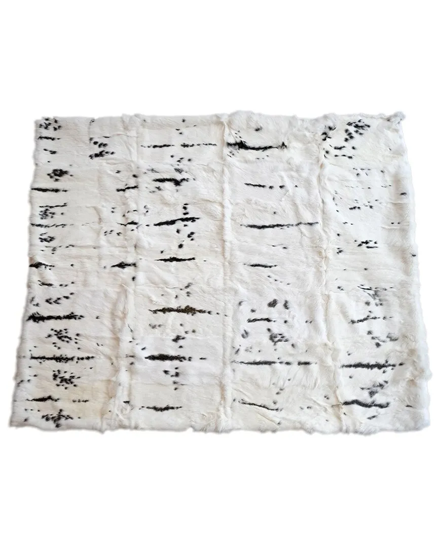 Rabbit Fur Throw Blanket - Black/White image