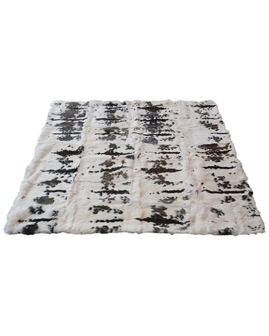 Rabbit Fur Throw Blanket - Brown/White
