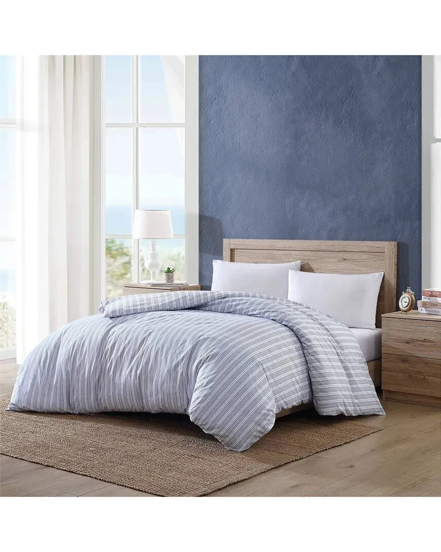 Beaux Stripe Percale Duvet Cover - Navy