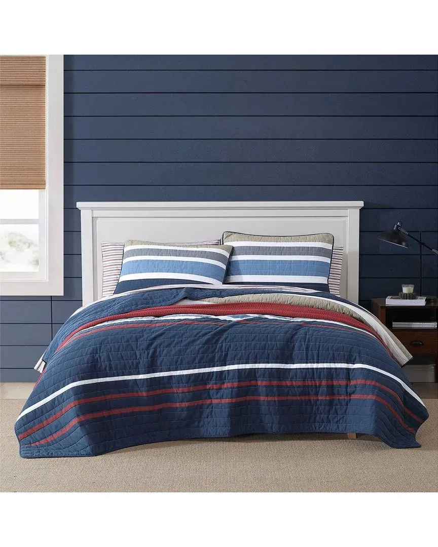 Bradford Reversible Cotton Quilt Set - Multi Navy image