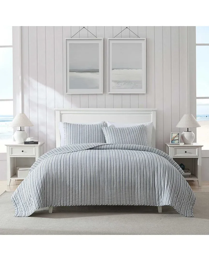 Coleridge Reversible Quilt Set - Blue, Cotton image