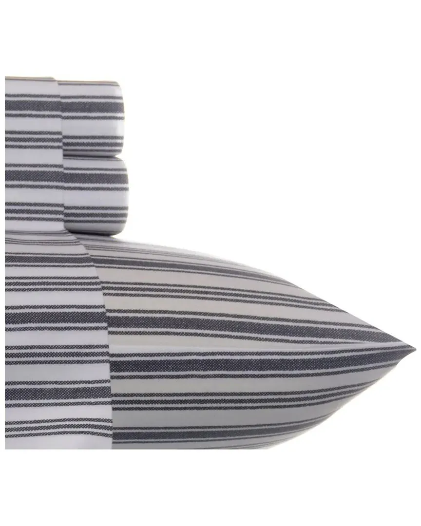 Coleridge Stripe 4Pc Sheet Set - Charcoal, Cotton