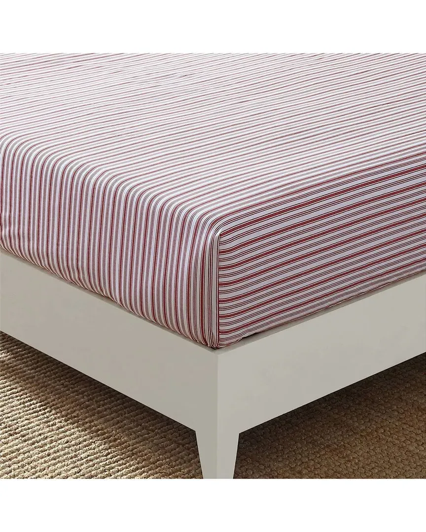 Coleridge Stripe Fitted Sheet - Red, Cotton image