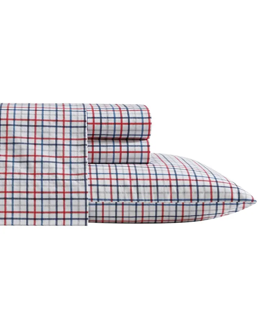 Cotton Percale Sheet Set - Grey Red