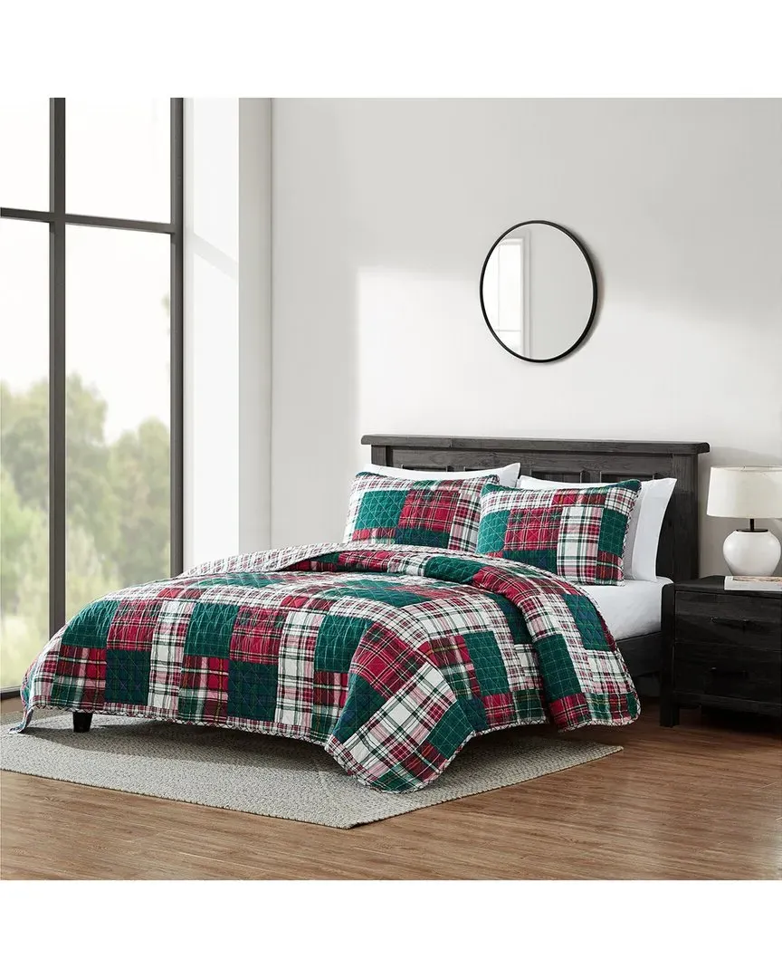 Emmet Patchwork Reversible Quilt Set - Red image