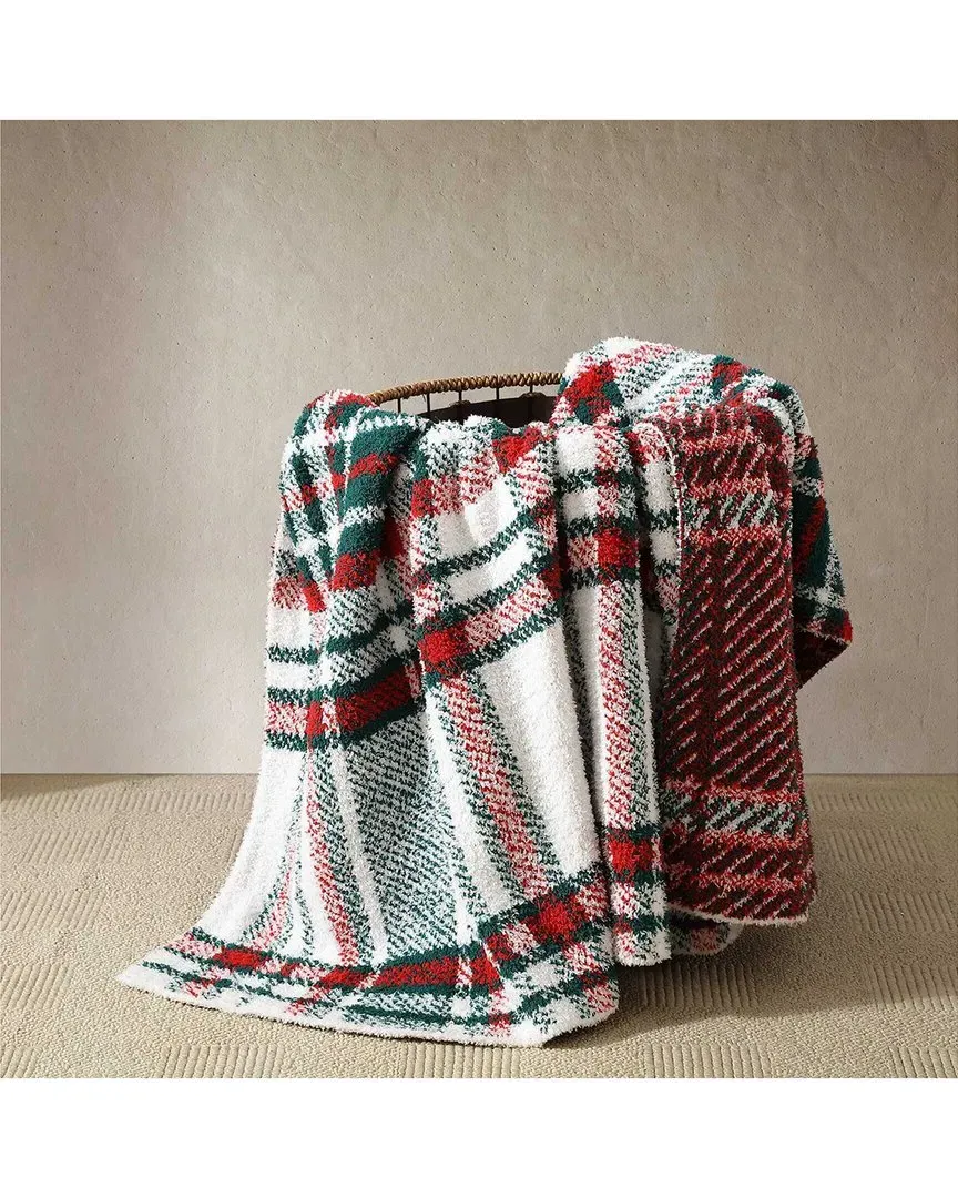 Emmet Plaid Knit Reversible Throw Blanket - Ivory/Green/Red image