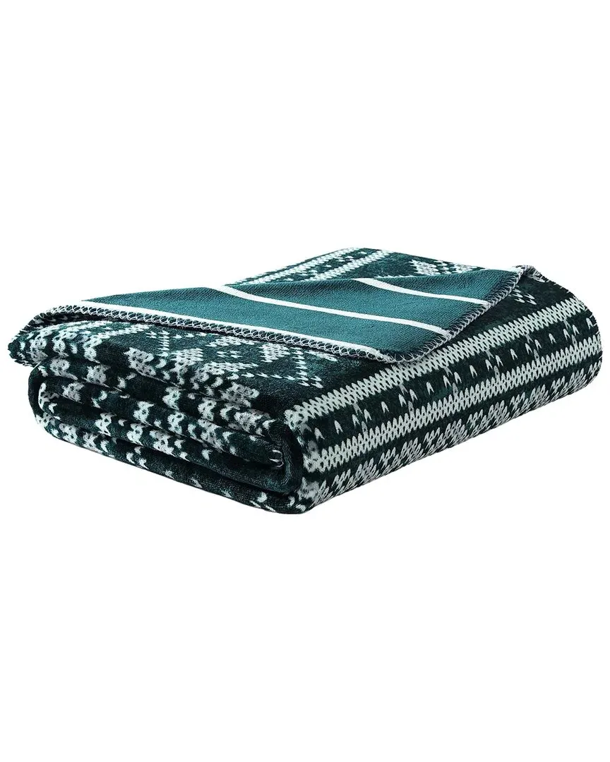 Fairisle Texture Reversible Throw Blanket - Green, Flannel image