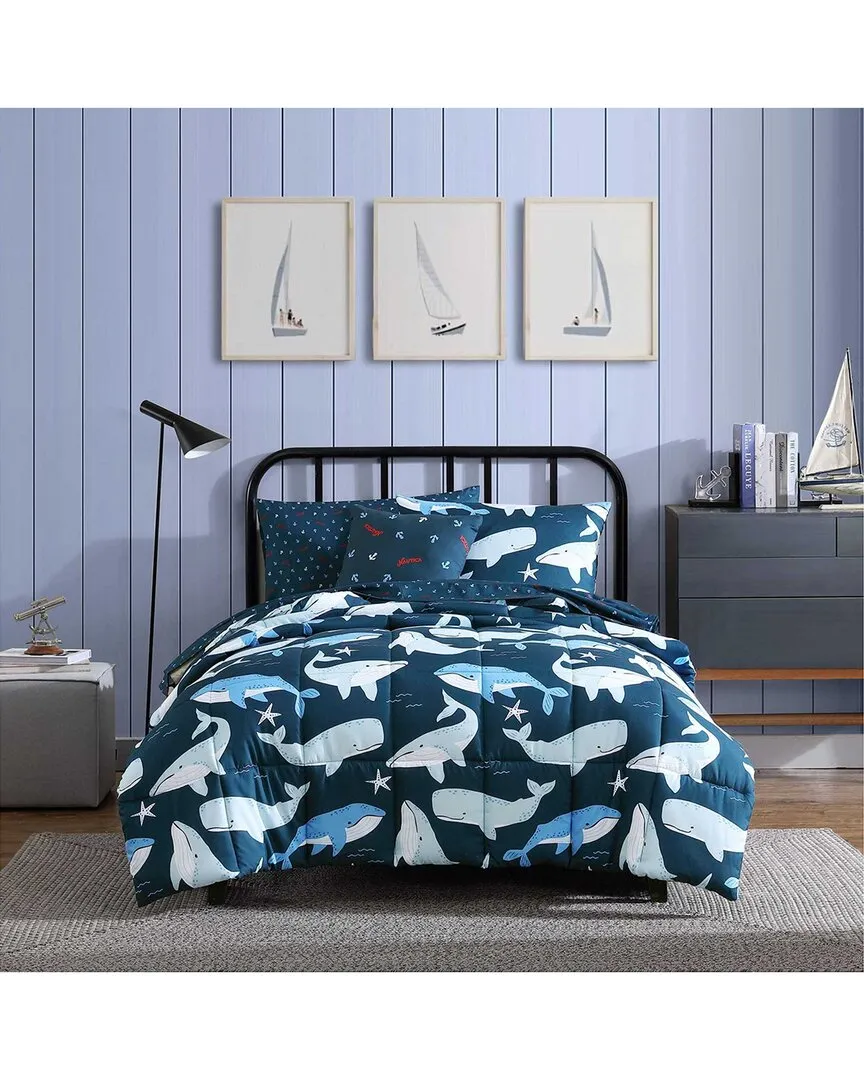 Finnian Whales Comforter Set - Blue, Polyester image
