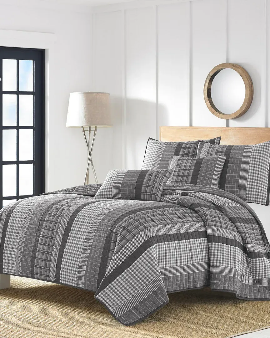Gulf Shores Quilt Set - Charcoal, Cotton image