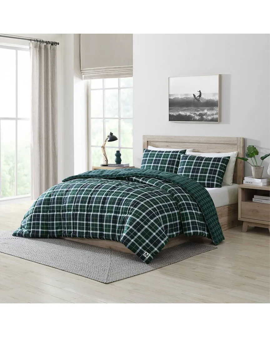 Northsail Plaid Brushed Duvet Cover Set - Green, Polyester image