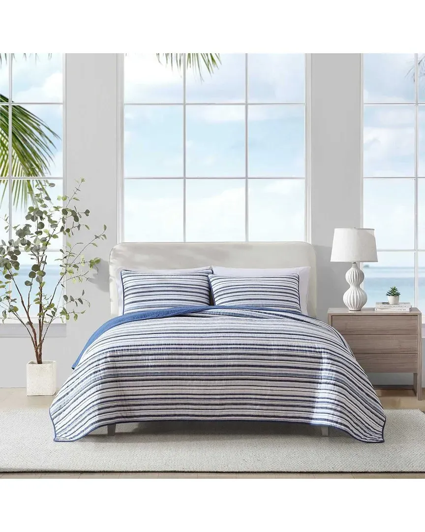 Pembrook Reversible Quilt Set - Blue, Cotton