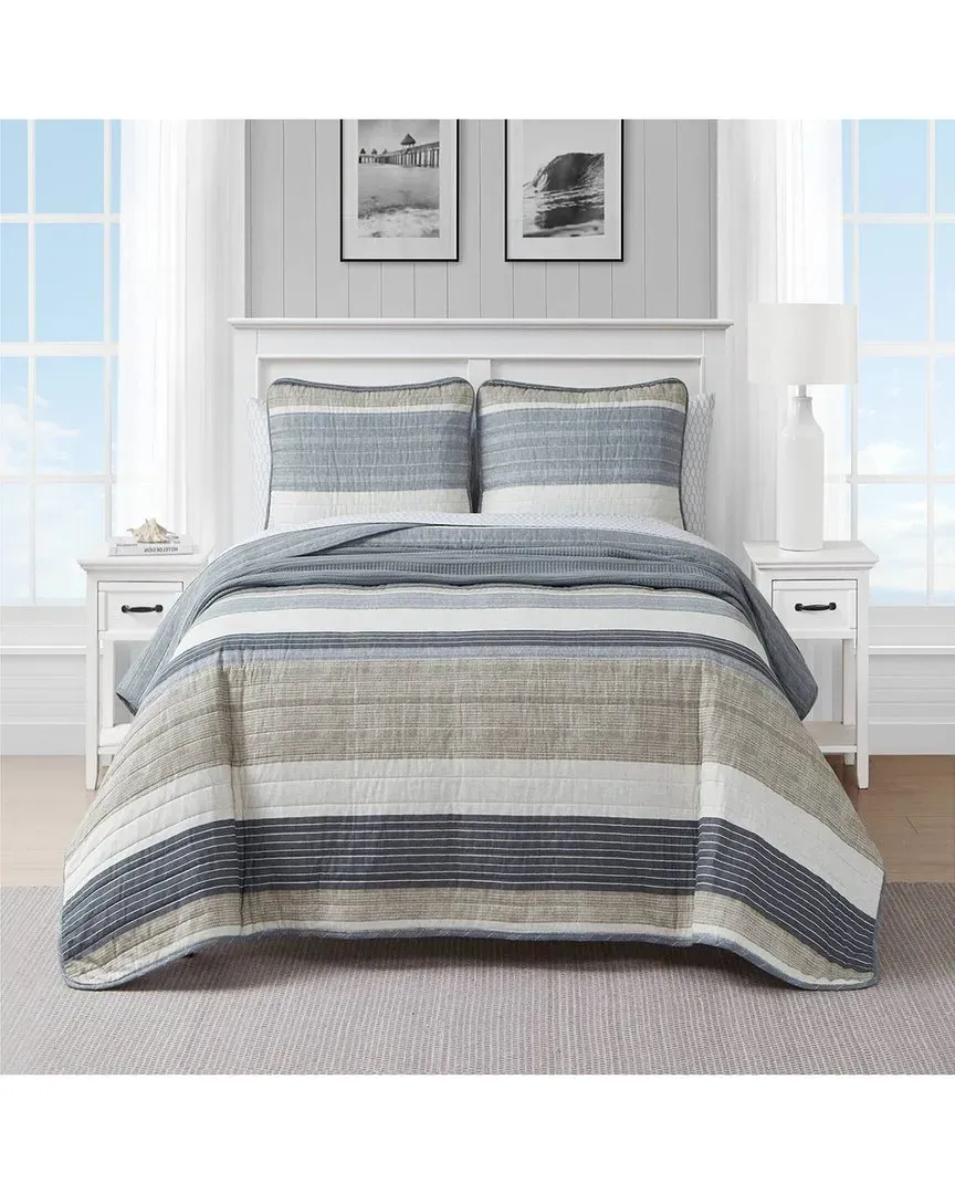 Ridgeport Reversible Quilt Set - Beige, Cotton image