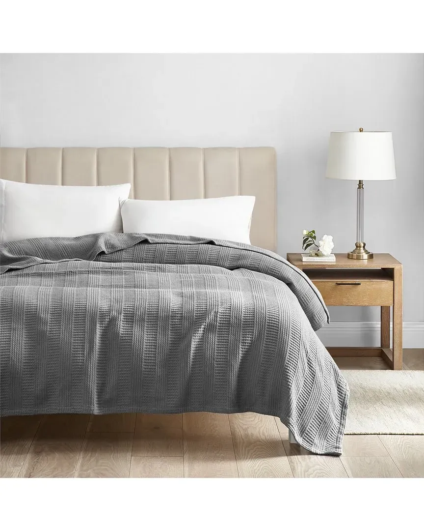 Rope Stripe Twin Blanket - Grey, Cotton