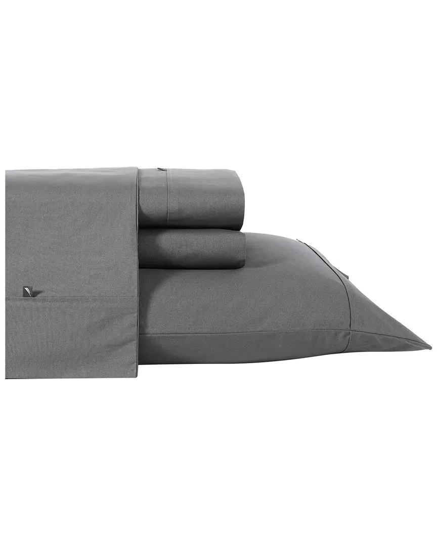 T200 Solid 4-Piece Sheet Set - Whale Grey, Cotton