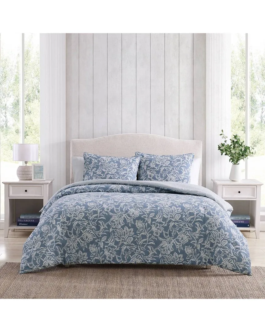 Tortola Full/Queen Comforter Set - Chambray Blue, Cotton