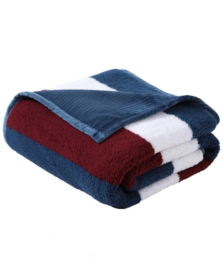 Wilton Sherpa Reversible Throw Blanket - Navy