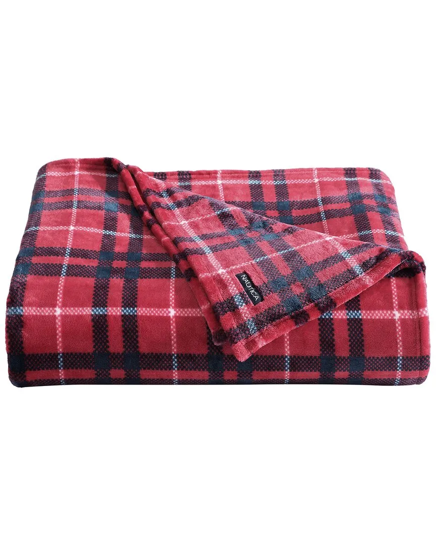 Winter Tattersall Plush Fleece Blanket - Red, Polyester