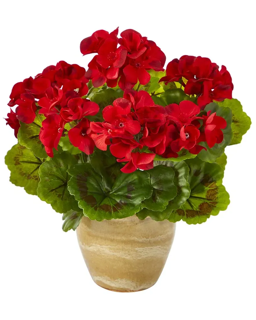 11in Geranium Artificial Plant UV Resistant - Red image