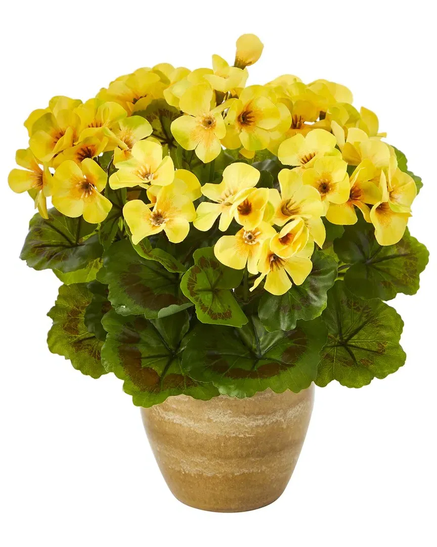 11in Geranium Artificial Plant UV Resistant - Yellow