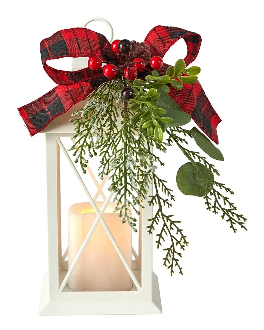 12in Holiday Lantern Table Arrangement - Green image
