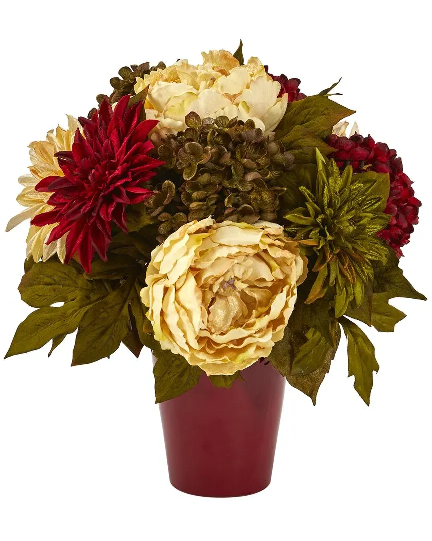 14in Peony, Hydrangea & Dahlia Artificial Arrangement