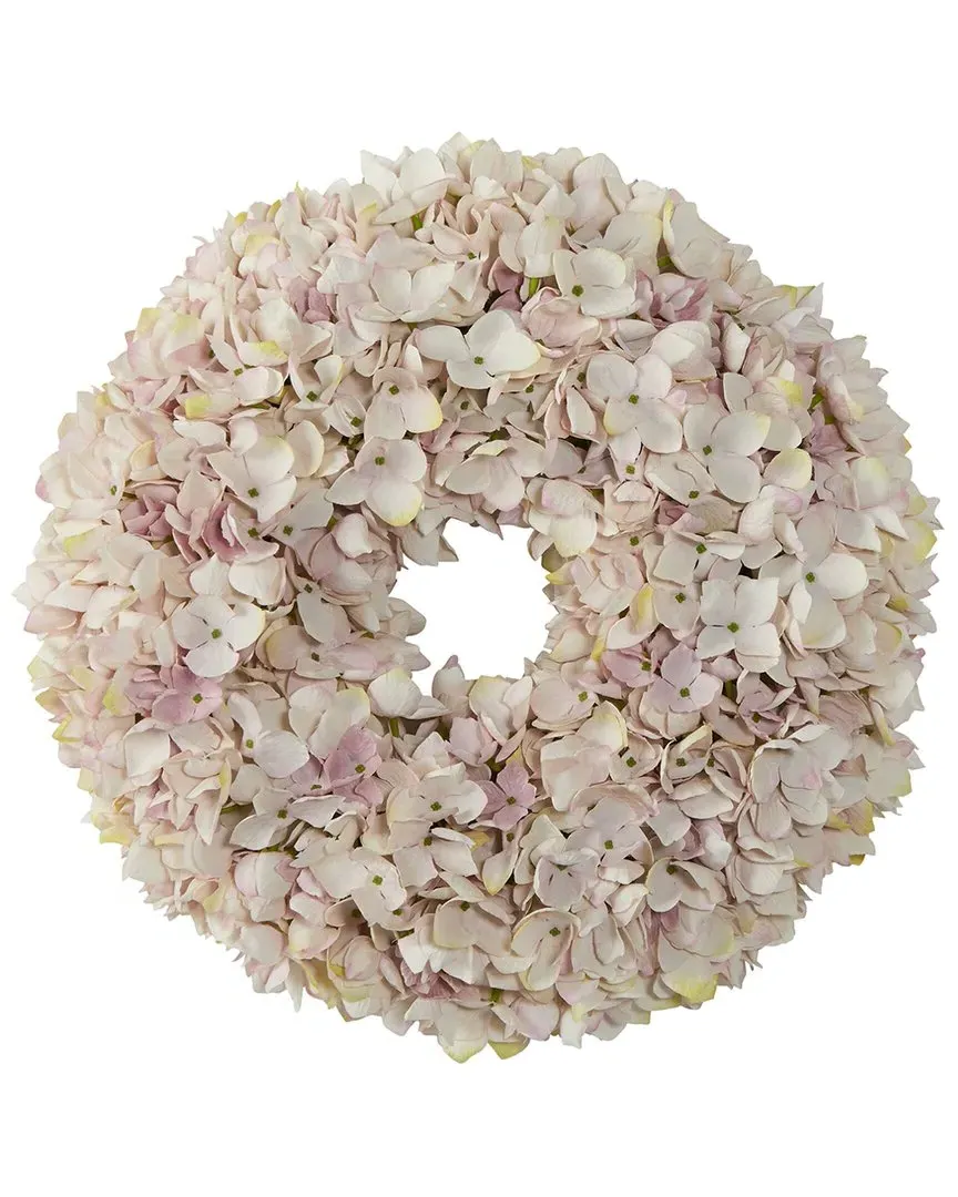 16in Hydrangea Artificial Wreath - White image