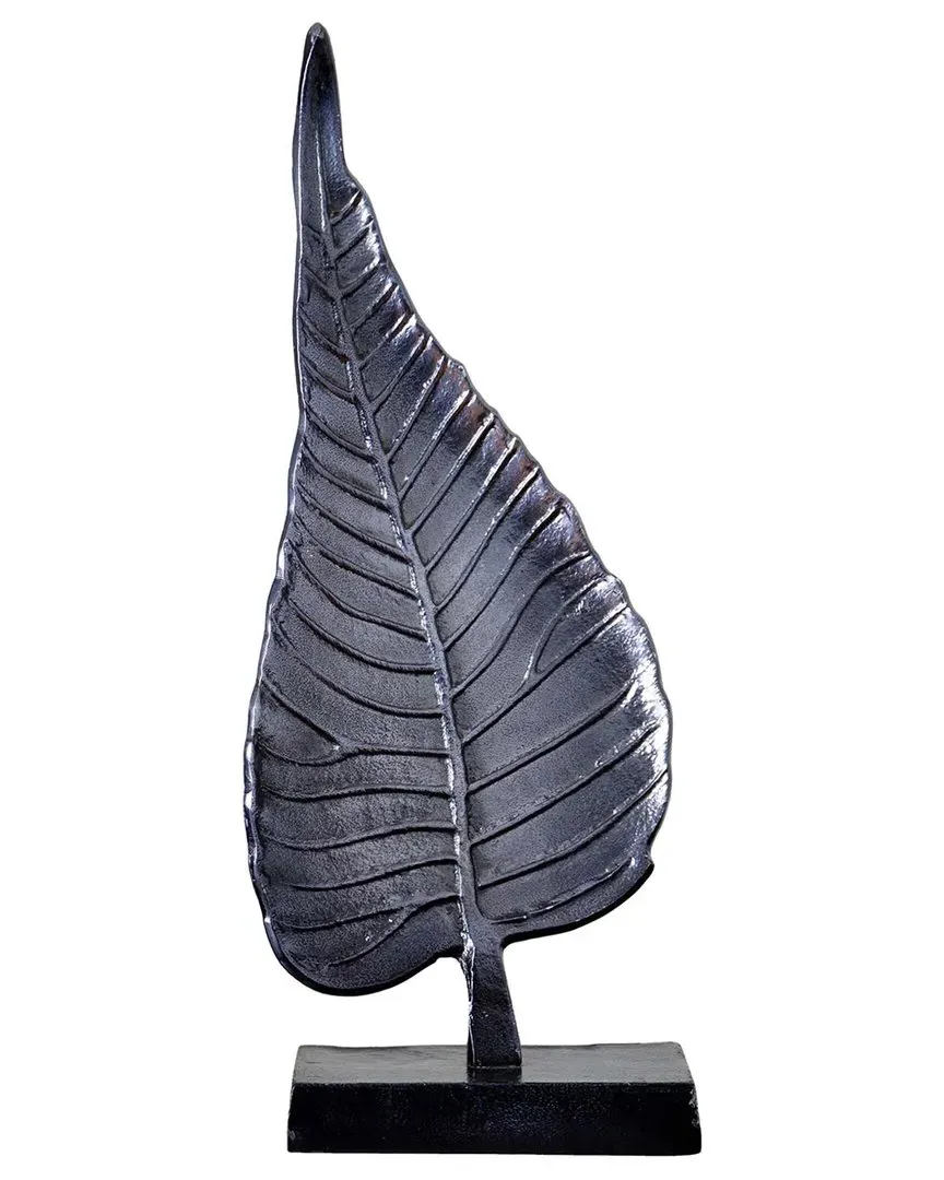 17in Bodhi Leaf Sculpture Decorative Accent - Gray, Aluminum image