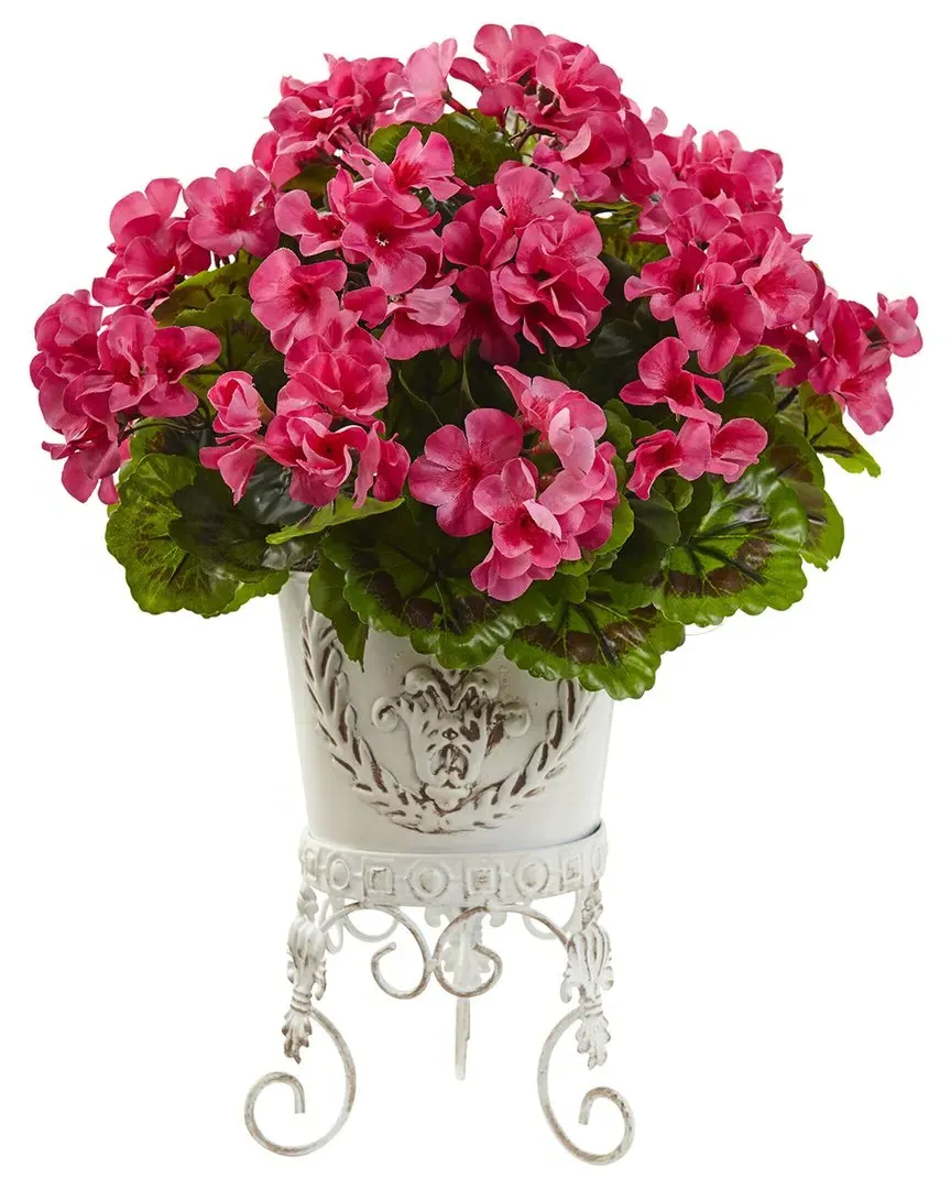 18in Geranium Artificial Plant UV Resistant - White