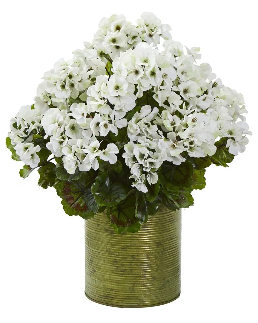 20in Geranium Artificial Plant UV Resistant - White