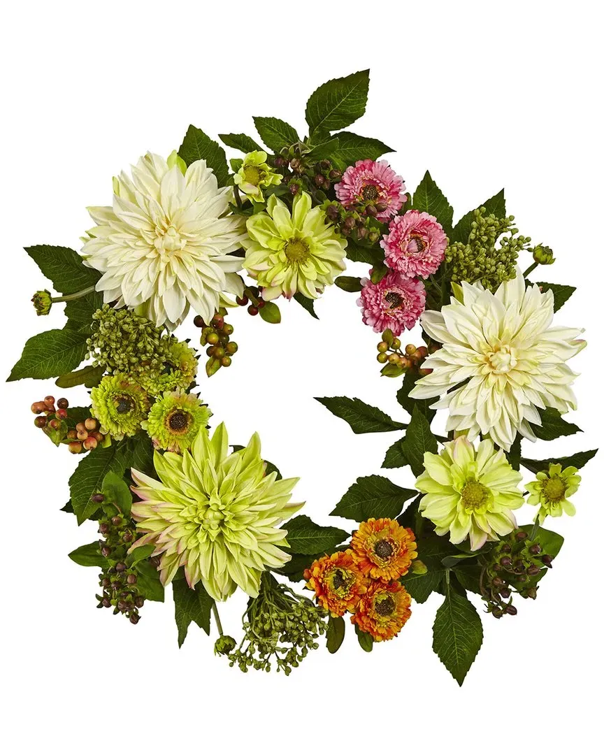 22in Dahlia Mum Wreath - Cream image