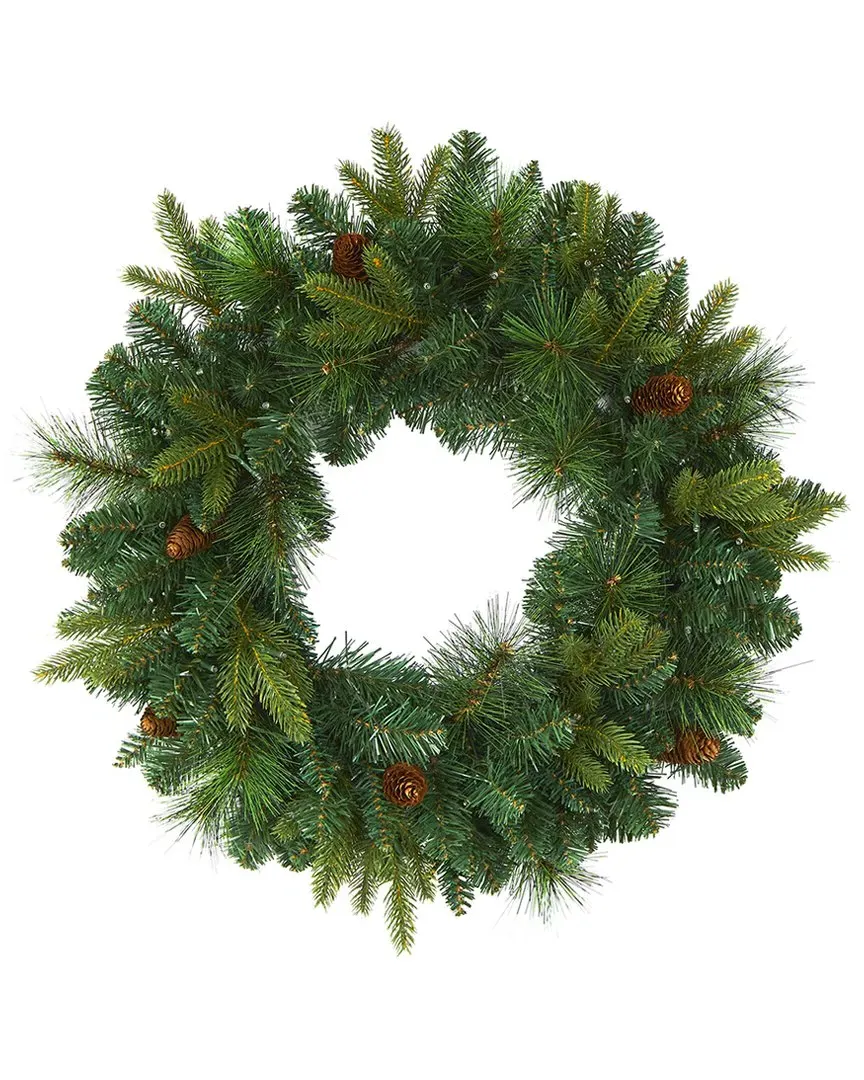 24in Mixed Pine Artificial Christmas Wreath with LED Lights