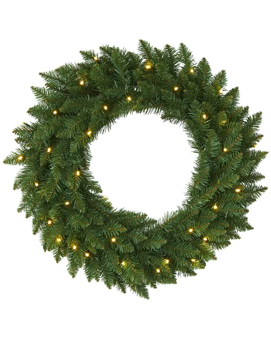 24in Pine Artificial Christmas Wreath with LED Lights - Green image