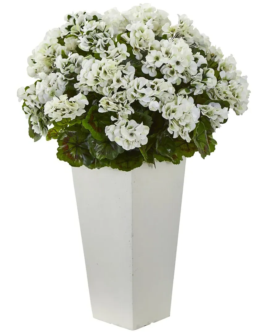 27in Geranium Artificial Plant UV Resistant - White