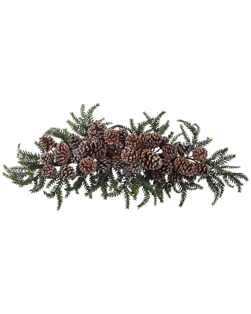 28in Iced Pinecone Swag - Green image